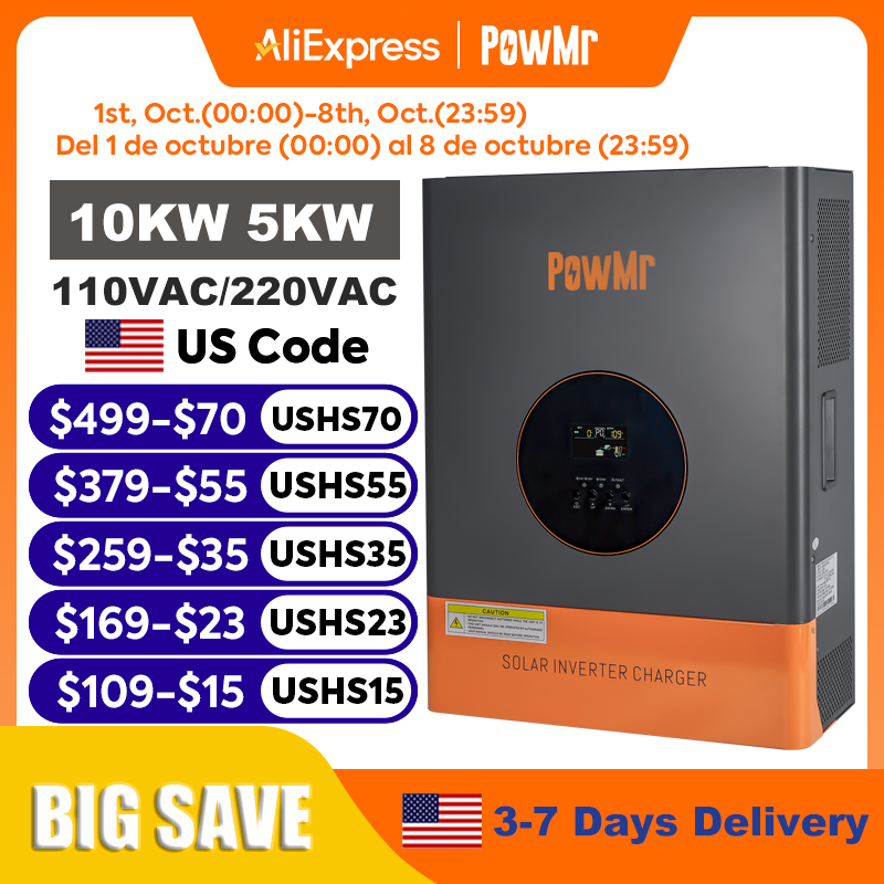 Split Phase Inverter 10Kw 110V 220V - PowMr Inverter Bifase 10KW 5KW 48V
