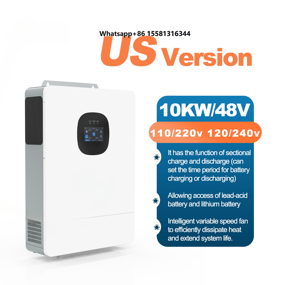 Split Phase Inverter 10Kw 110V 220V - Inverter Ibrido UNC 10KW 10KVA 110V/220V