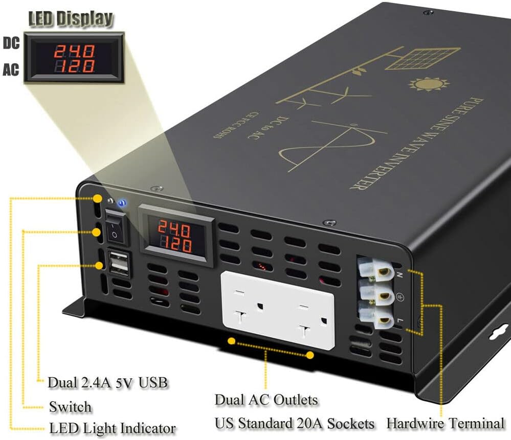 Inverter Solare a Onda Sinusoi - Inverter Pure Sine Wave 60Hz 120V 3000W recensione e prezzo